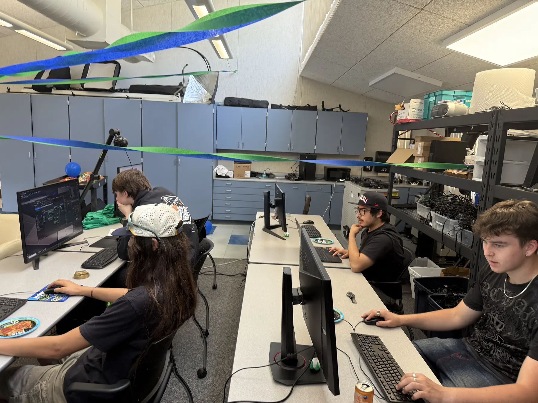 Students working at the club PCs